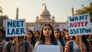 Opposition leaders protest in Parliament over NEET paper leak controversy in India – July 2025